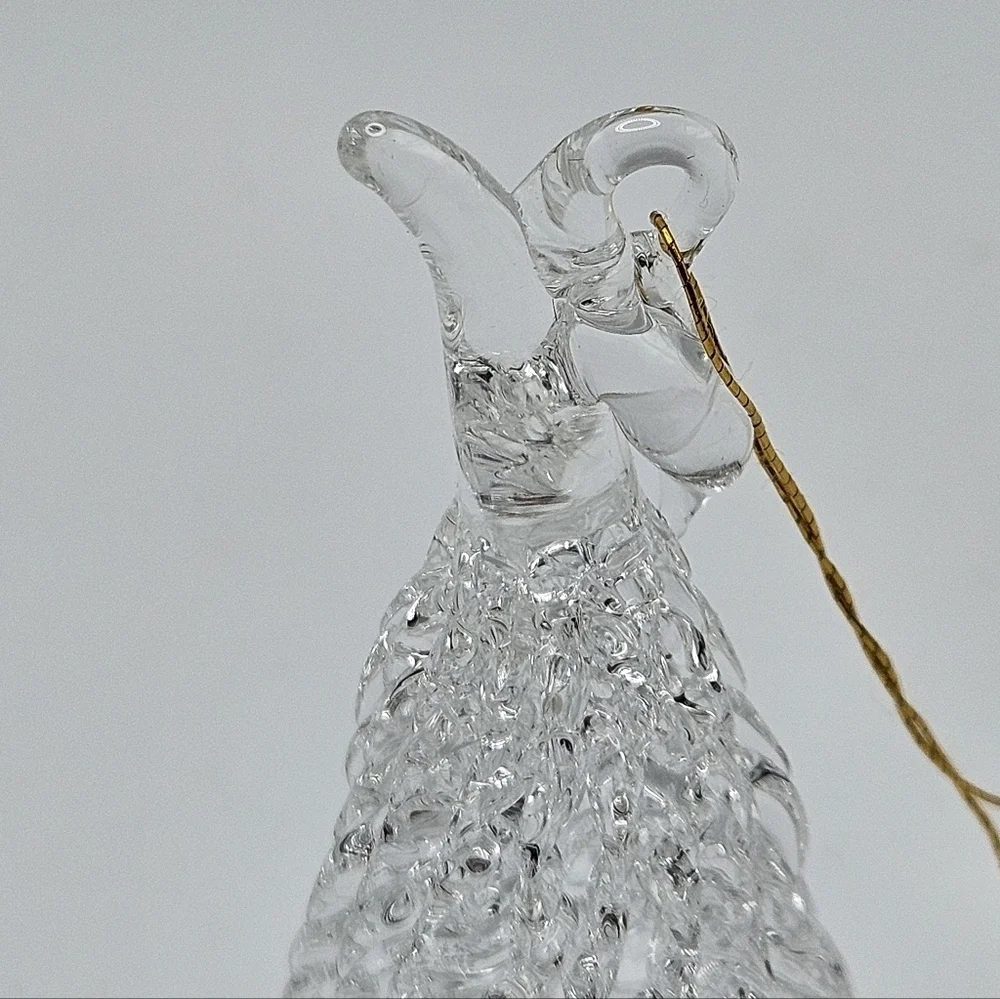 VINTAGE Clear Spun Glass Pear Fruit Shaped Christmas Tree Holiday Ornament